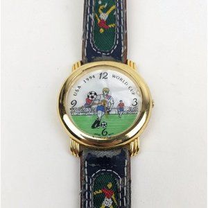 Vintage USA 1994 World Cup Soccer Wrist Watch Japan Movt Leather Band Rare